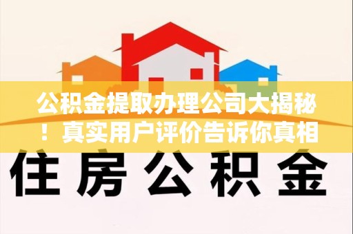 青阳公积金提取办理公司大揭秘！真实用户评价告诉你真相